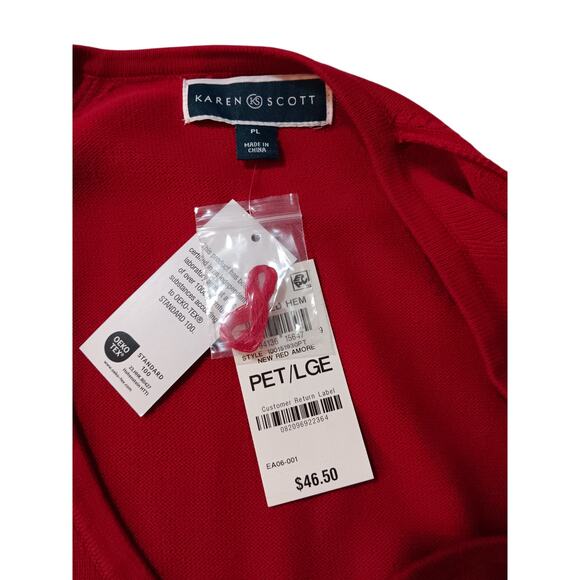 NEW KAREN SCOTT Red Sweater Tunic Top PETITE Large Soft Career Casual Dressy - Picture 4 of 7